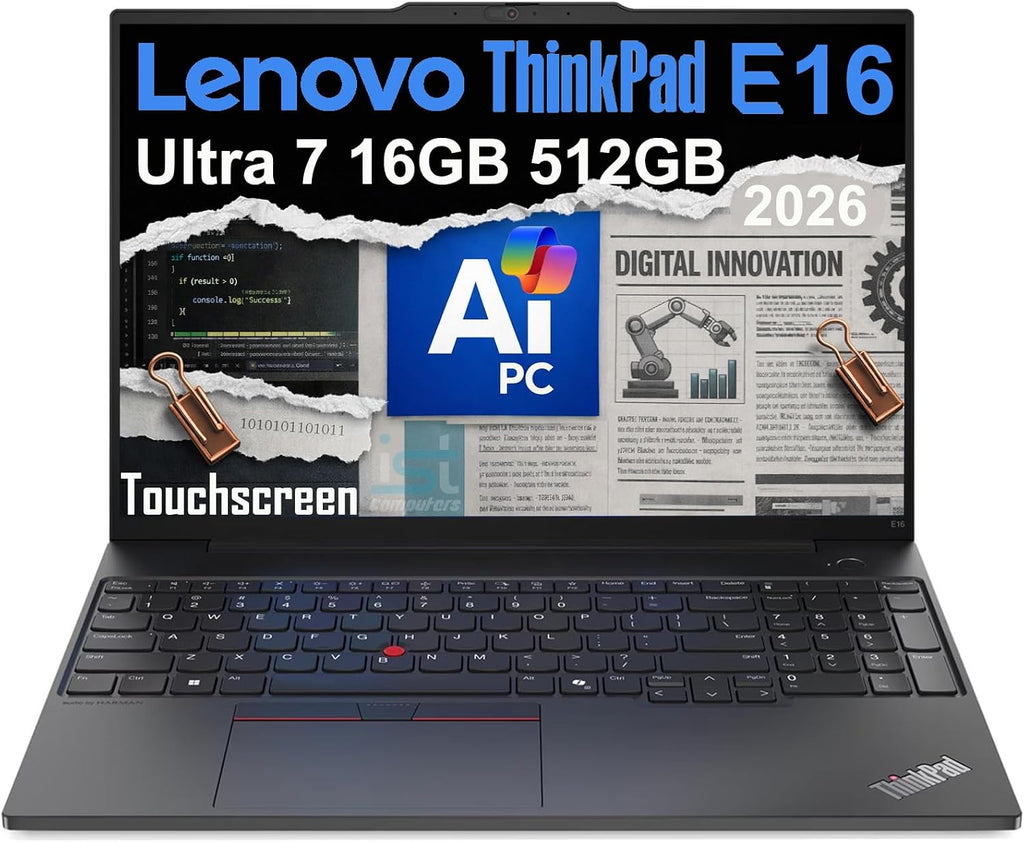 Lenovo ThinkPad E16 Gen 2 Business AI PC Laptop (16' FHD+ Touchscreen, Intel 12-Core Ultra 7 155U (> i7-1355U), 16GB DDR5 RAM, 512GB SSD), Backlit, Thunderbolt 4, Ethernet,1080p Webcam, Win 11 Pro