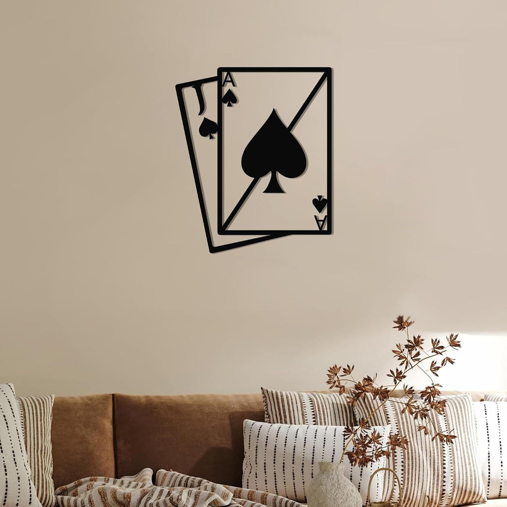 Vivazle Ace of Spades Metal Wall Art - Premium Playing Card Wall Decor - Casino Style 3D Steel Sculpture - Man Cave, Game Room Decor - 3 Sizes (*26' W x 30' H / 66x76cm)