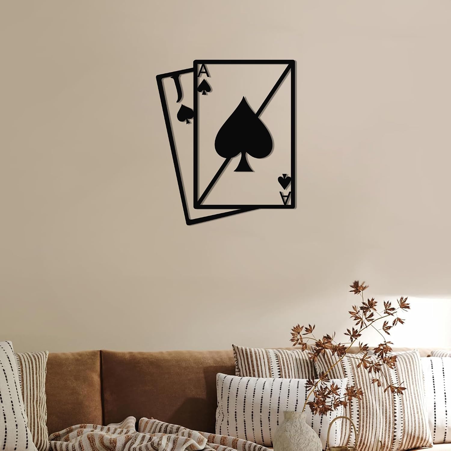 Vivazle Ace of Spades Metal Wall Art - Premium Playing Card Wall Decor - Casino Style 3D Steel Sculpture - Man Cave, Game Room Decor - 3 Sizes (*26' W x 30' H / 66x76cm)