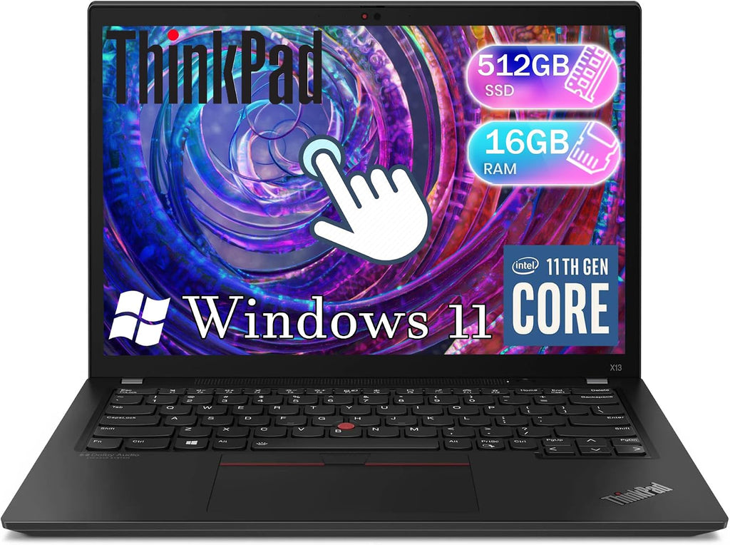 Lenovo ThinkPad X13 Gen 2 FHD Touchscreen Laptop, 11th Gen Intel Core i5-1145G7, 16GB RAM, 512GB SSD, HDMI, Thunderbolt, X13 ThinkPad Laptop Windows 11 Pro (Renewed)