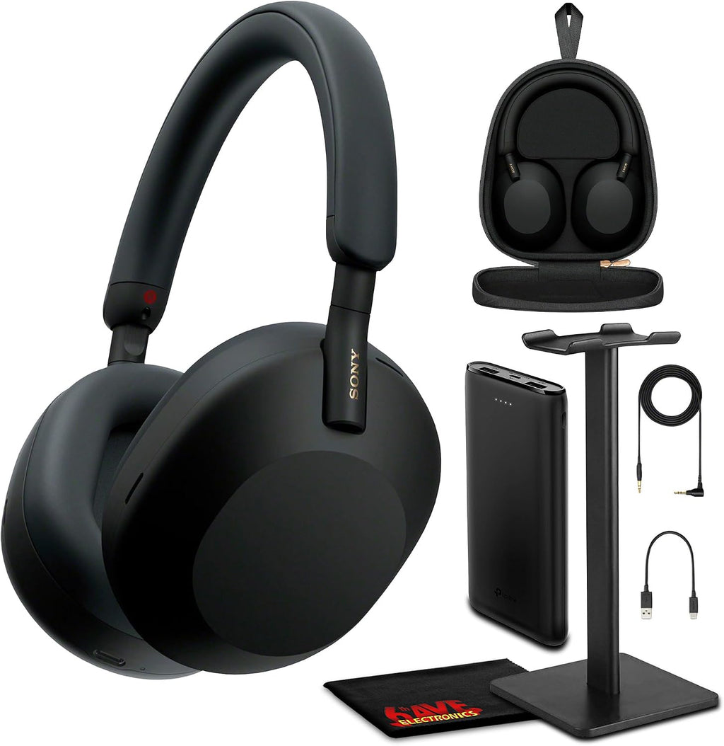 Sony WH-1000XM5 Best Auto Noise Canceling Wireless Over-Ear Headphones, 30hr Battery Life - Optimizer for Alexa and Google Assistant, Crystal Clear Hands-Free Calling and Built-in mic Bundle (Black)