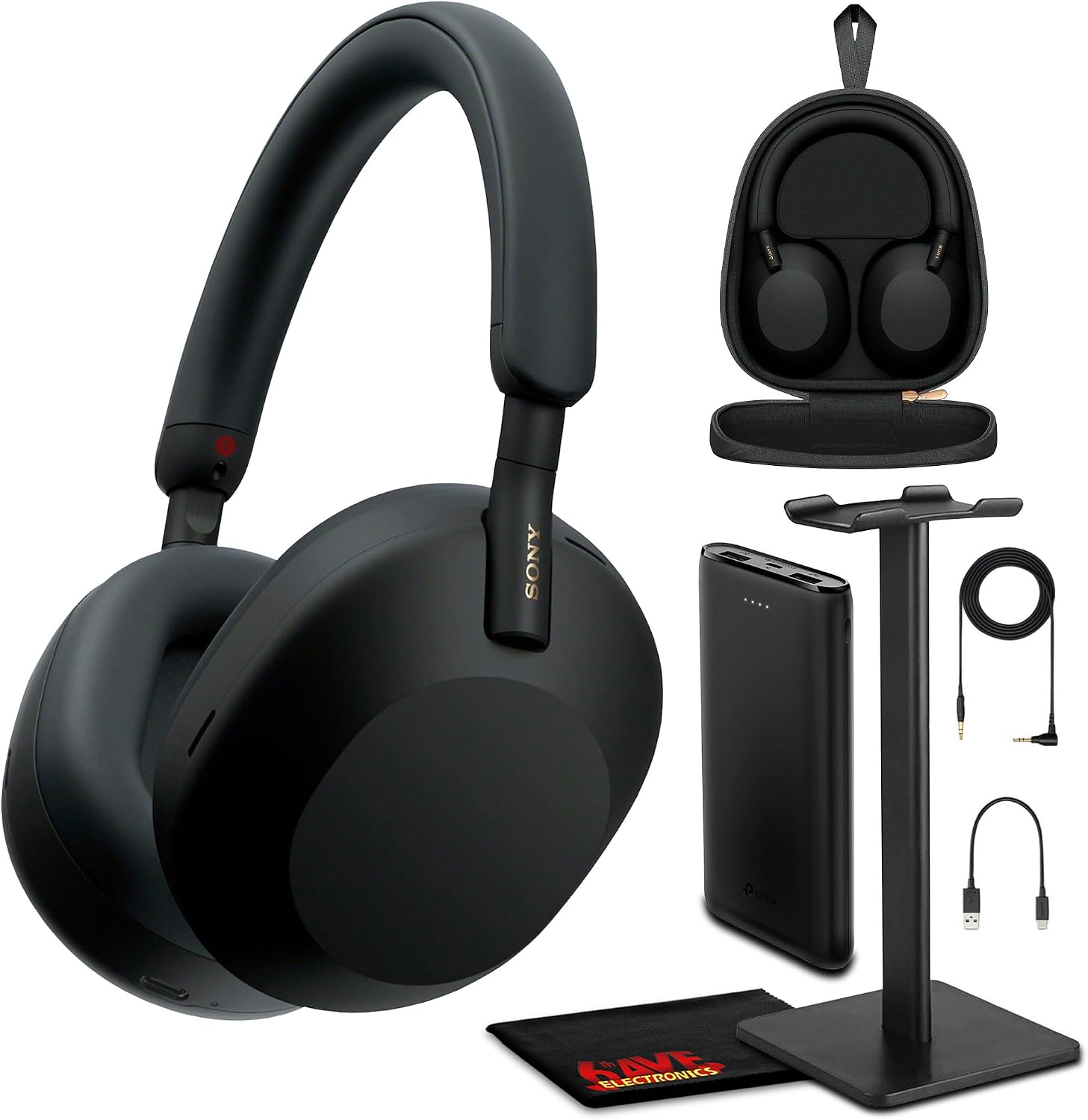 Sony WH-1000XM5 Best Auto Noise Canceling Wireless Over-Ear Headphones, 30hr Battery Life - Optimizer for Alexa and Google Assistant, Crystal Clear Hands-Free Calling and Built-in mic Bundle (Black)