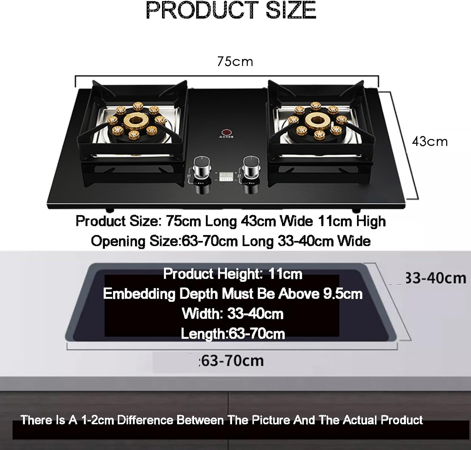 Single Burner Gas Stove,Left 9.0kw Right 5.2kw,Desktop Embedded Dual-Purpose Gas Stove,for Restaurant(LPG)