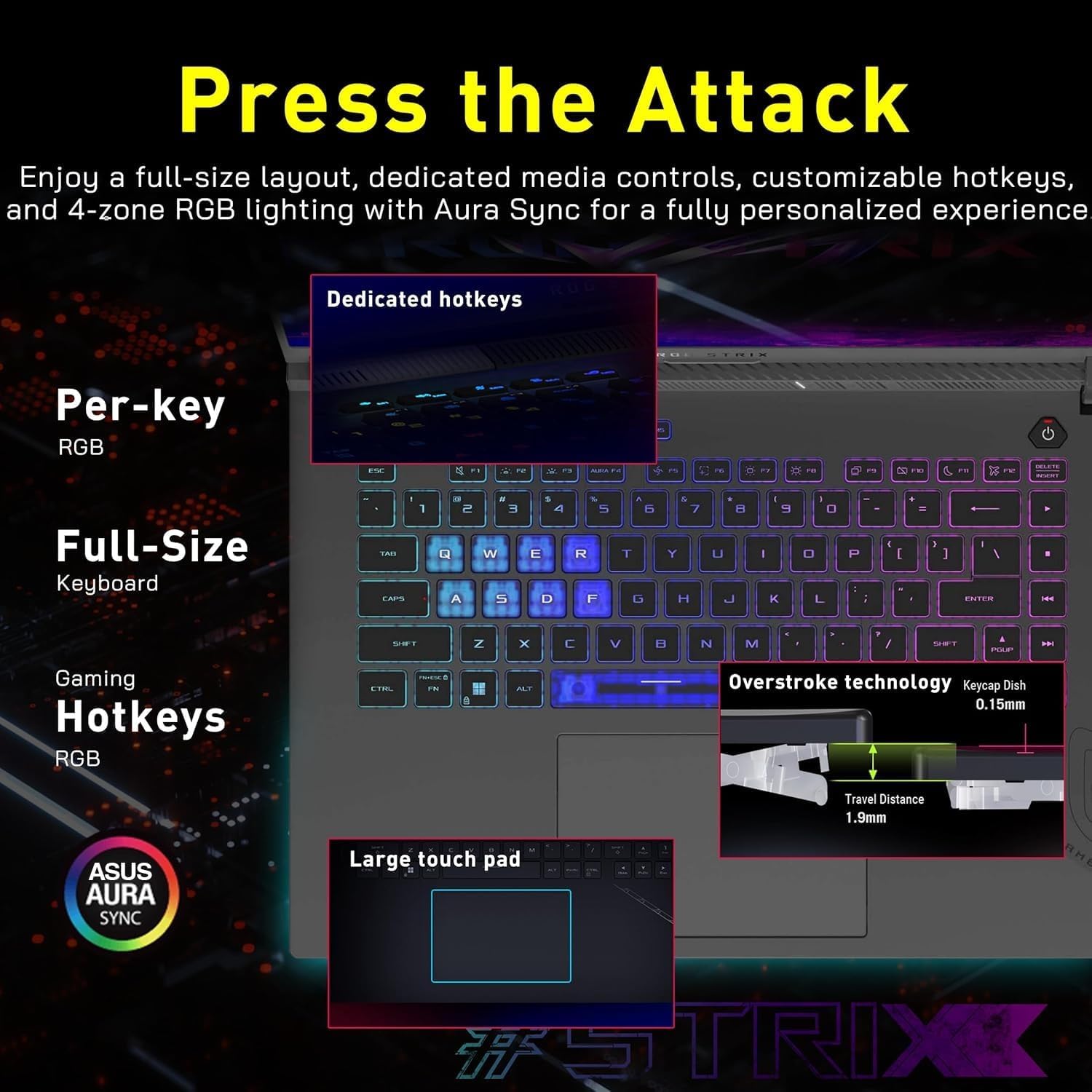 ASUS ROG Strix G16 G614 AI Gaming Laptop 16.0' 165Hz IPS WUXGA Display (AMD Ryzen 9 8940HX, GeForce RTX 5070 Ti 12GB, 16GB DDR5, 1TB SSD, RGB KB, Win 11 Home) w/DKZ USB Hub - G614PR-G16.R95070TI