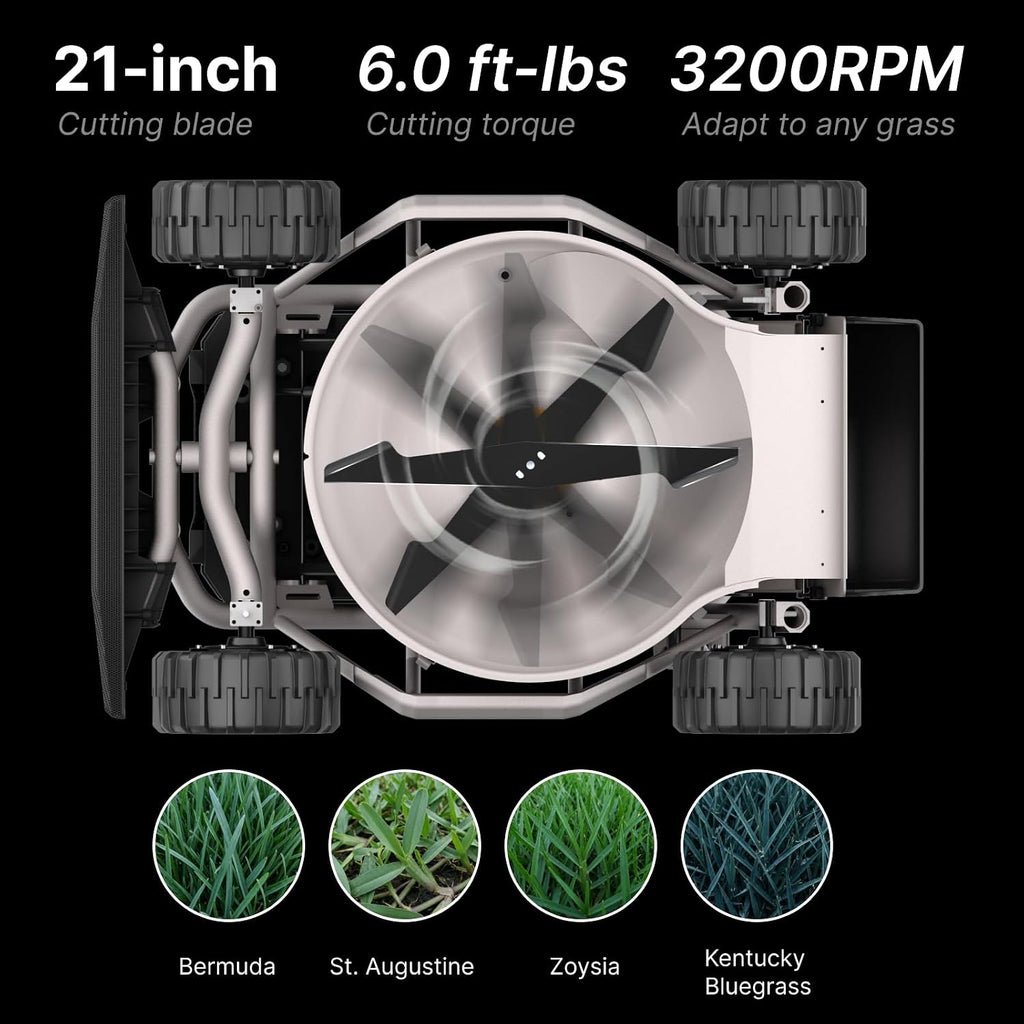 Mowrator S1 4WD 18Ah Remote Control Lawn Mower with Wide Wheels, All-Season Yard Care, 85% (40°) Slope Climbing, with Leaf Shredding Vacuum, 21' Width, 1.5–4.3' Cutting Height, Up to 1.12 Acres