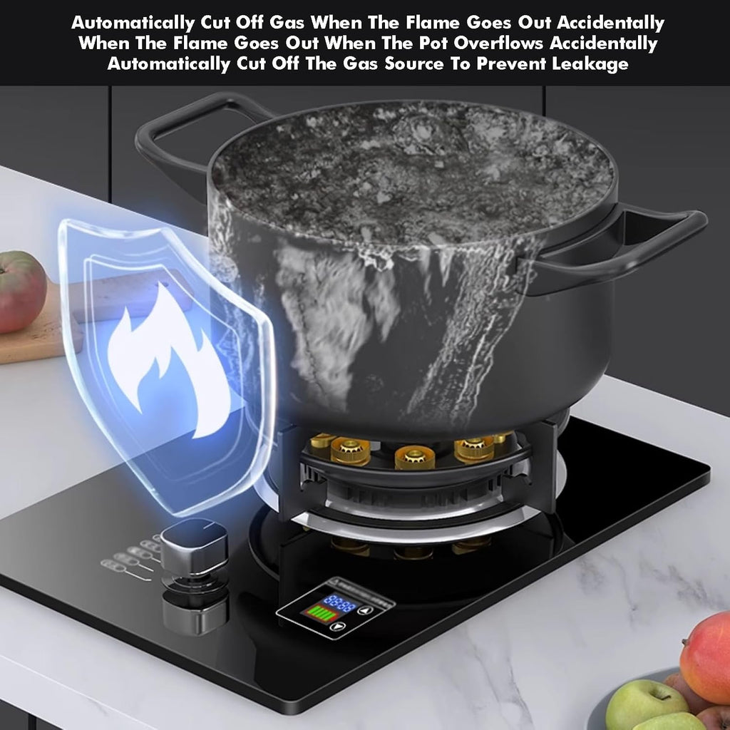 Portable Gas Stove 1 Burner,Indoor Gas Cooker,5.2KW Nine-Cavity High-fire Timer,Cooktop Stainless Steel,for Home Kitchen Camping Garden Catering(NG)