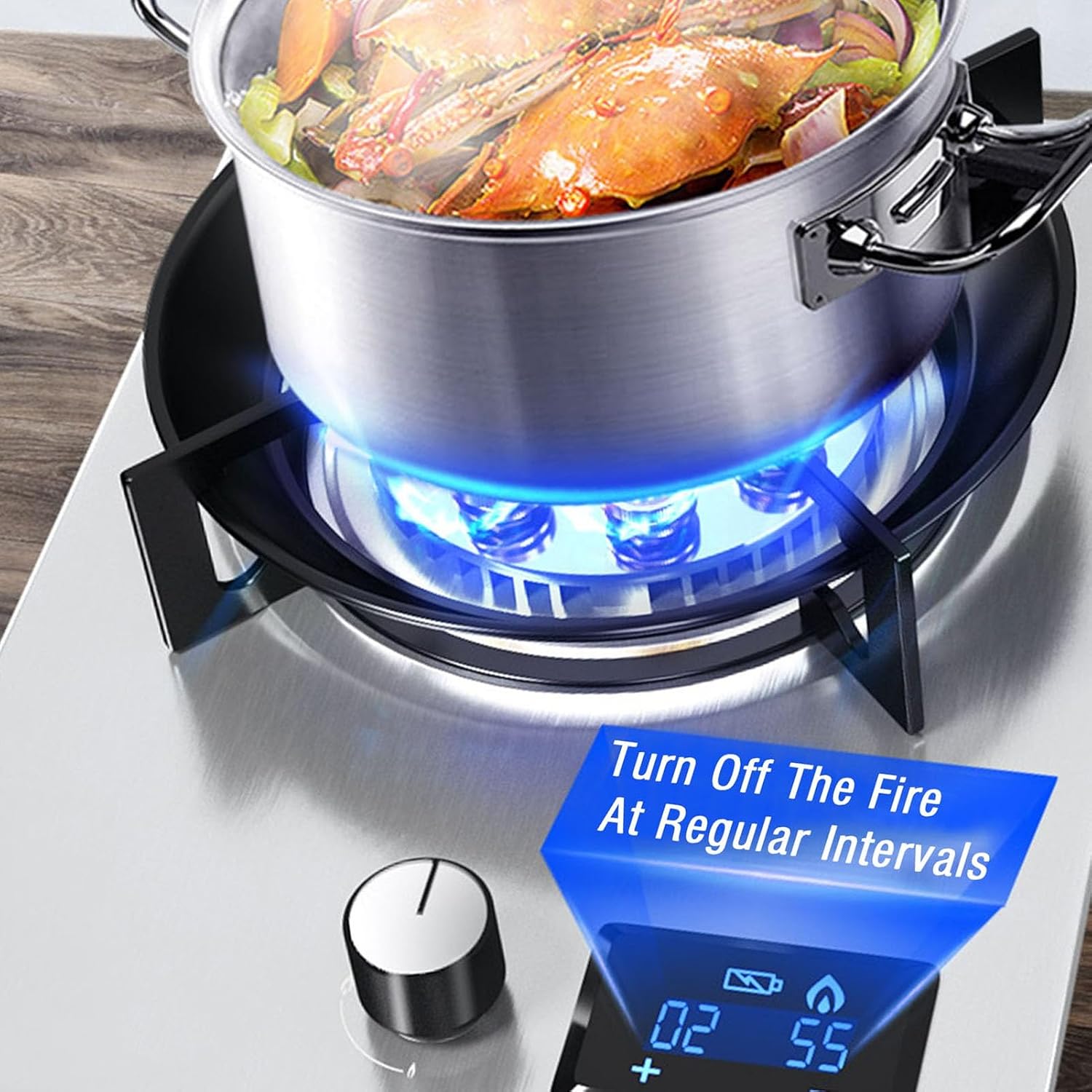 Gas Stove,Stainless Steel Cooktop,Liquefied Gas Furnace,Desktop Embedded with Flame Out Protection,Suitable for Outdoor Camping in Apartments,1 Burners