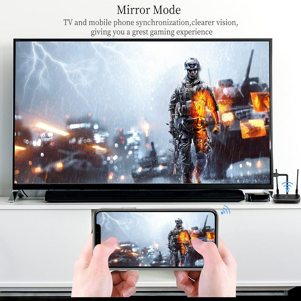 Wireless HDMI Transmitter and Receiver 4K Kit, Full HD 4K Wireless Presentation Equipment HDMI Adapter, Plug and Play Streaming Media. Laptop, Dongle, PC, Smart Phone to HDTV/Projector 165FT/50M