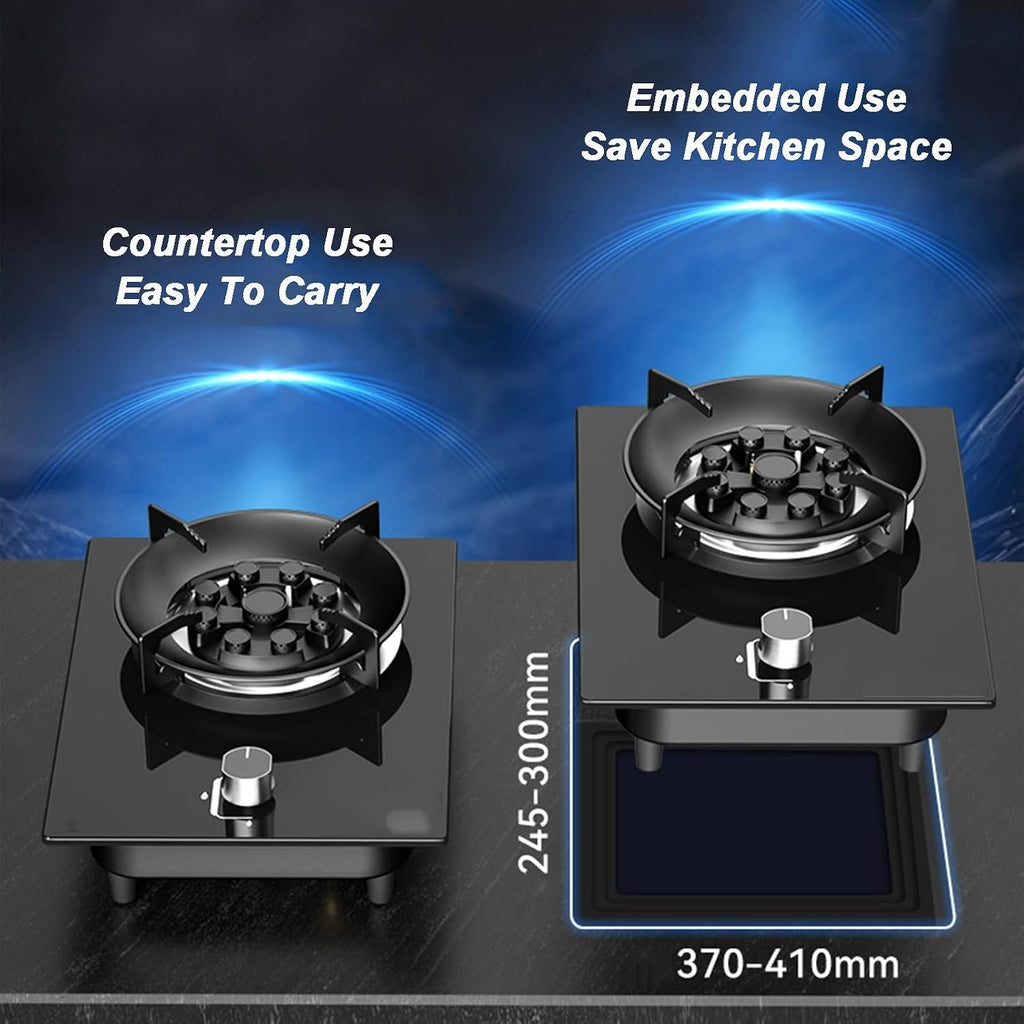 Gas Cooker,Single-Burner Vitreous Panel Gas Stove,5.2kW Desktop Embedded,for Family Restaurants Food Stalls(NG)