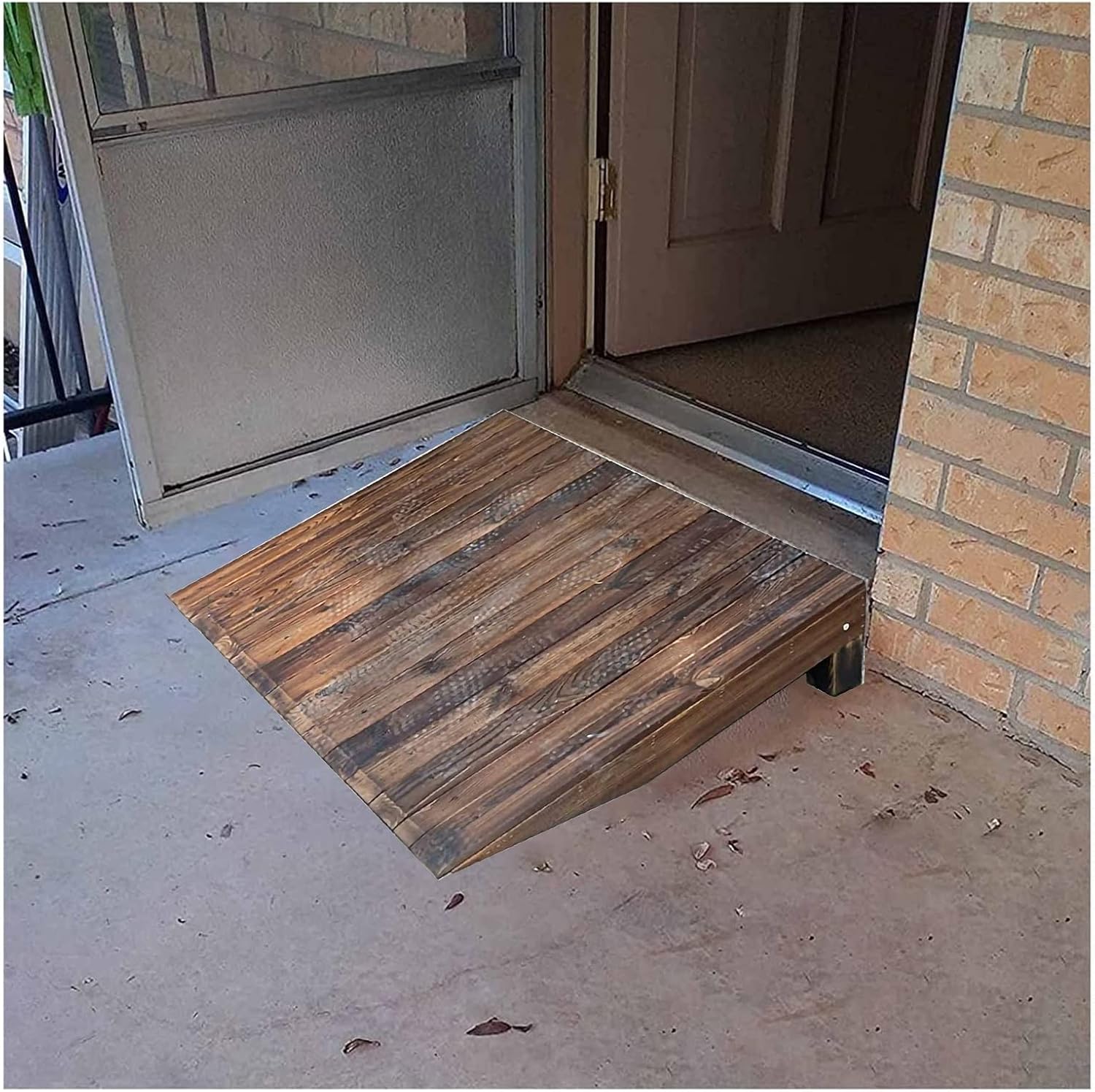 Rustic Wooden Threshold Ramp, 4' 7' 8' 10' 12' Rise Porch Wheelchair Ramps, Non Slip Portable Home Entry Ramps (Size : 23.6x19.7x4in/60x50x10cm)