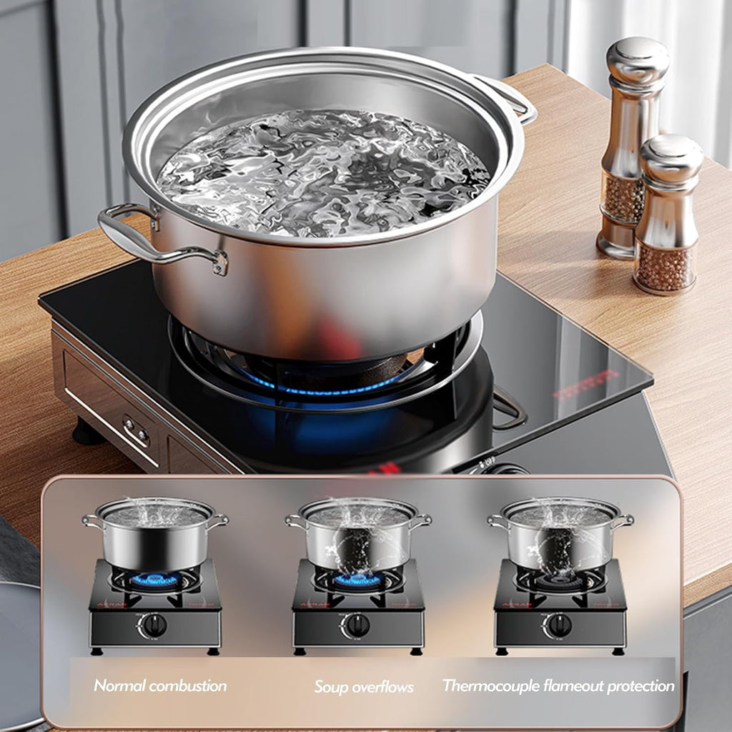 Stainless Steel Gas Cooktop,Desktop 143304 BTU Gas Stove,Single Burner,Flameout Protection,Suitable for Home Use(LPG)