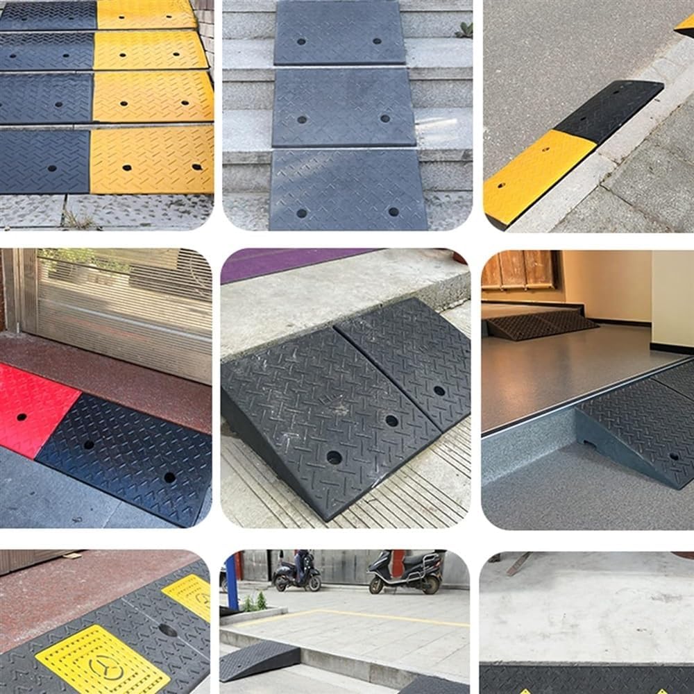 JIUYUEYA Car Driveway Rubber Curb Ramps, Recycled Rubber Power Threshold Ramp, for Sidewalk, Usable As Wheelchair Ramp,Threshold Ramp, Ramp Ramps (Size : 100 * 25 * 8cm(39.3 * 9.8 * 3in))