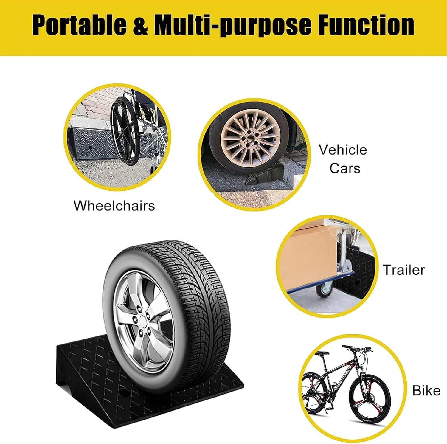 Ramps Threshold Ramp, Doorways Kerb Ramp for Wheelchairs, Rubber Handicap Moving Entry Threshold, Scooter Bike Motorcycle Exterior Doors Ramps, Load 3 Tons /7000lbs(12cm/4.7in) (One Color 15cm/5.9in)