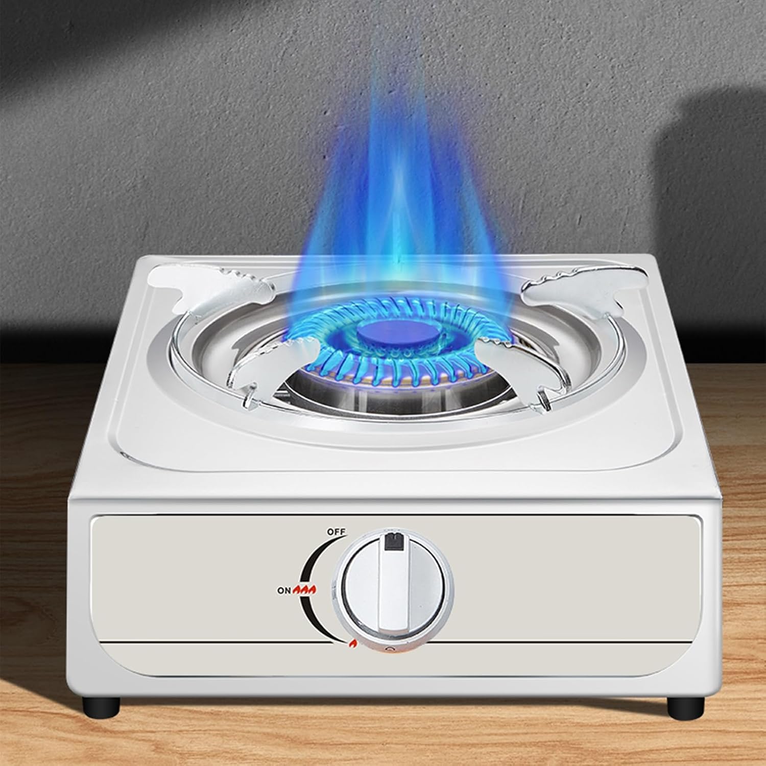 Single Burner Gas Stove,Energy-Gathering Direct-fire Bottled Liquefied Gas with Flameout Protection, Stainless Steel,Ideal for Kitchens,Apartments