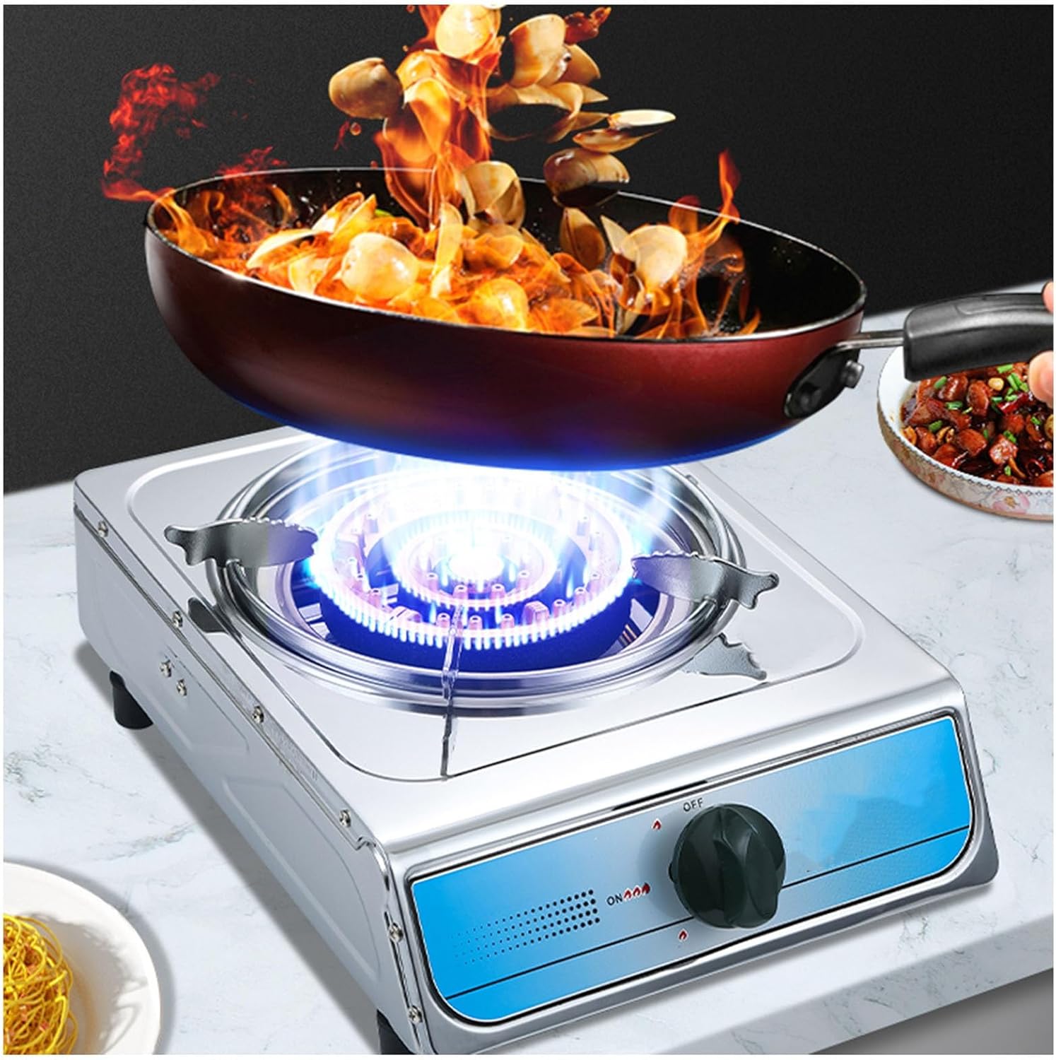 Portable Gas Stove,Cassette Stove,Max 22178BTU Single Burner Cassette Stove Piezo-Ceramic Ignition for Home Use Food Stalls and Canteens