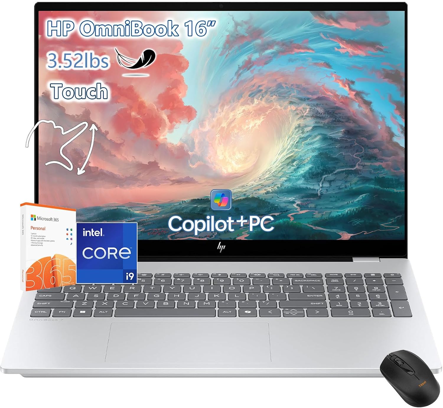 HP OmniBook 5 Touchscreen Laptop -Intel Core Ultra 9 285H Beat AMD Ryzen9 8945H- 16inch 2K -32GB RAM| 1TB SSD -Windows 11 Pro Office 365 -Backlit Keyboard -Video Editing Portátil PC Business College