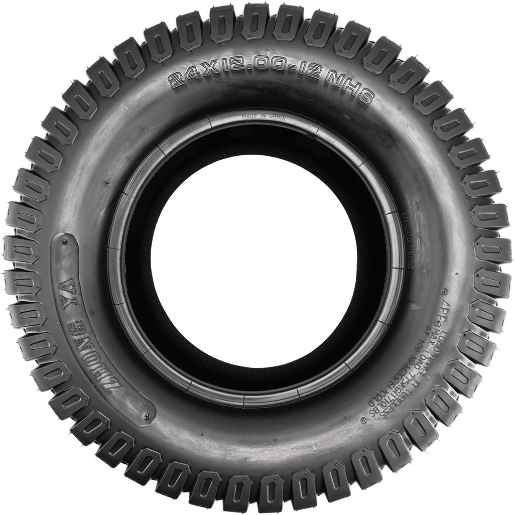 KAX 24x12-12 Lawn Mower Tires,24x12-12 Mud Tires for Off-Road, Golf Carts,4 Ply, 1Pcs,Tubeless Z-160