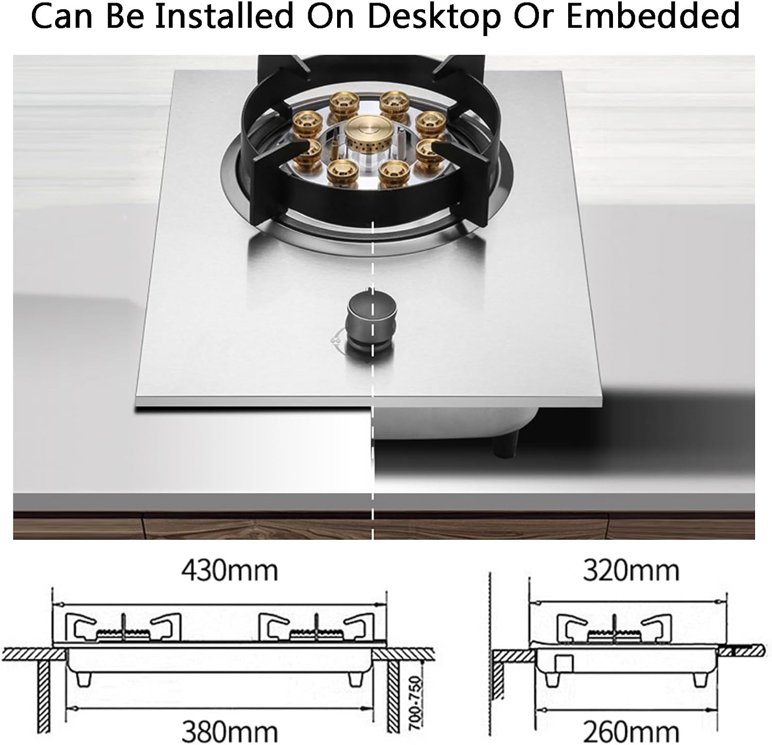 Gas Cooker,7.0kW Household High-Burner Gas Stove,Stainless Steel Single-Burner,for Food Stalls Family Restaurants(NG)
