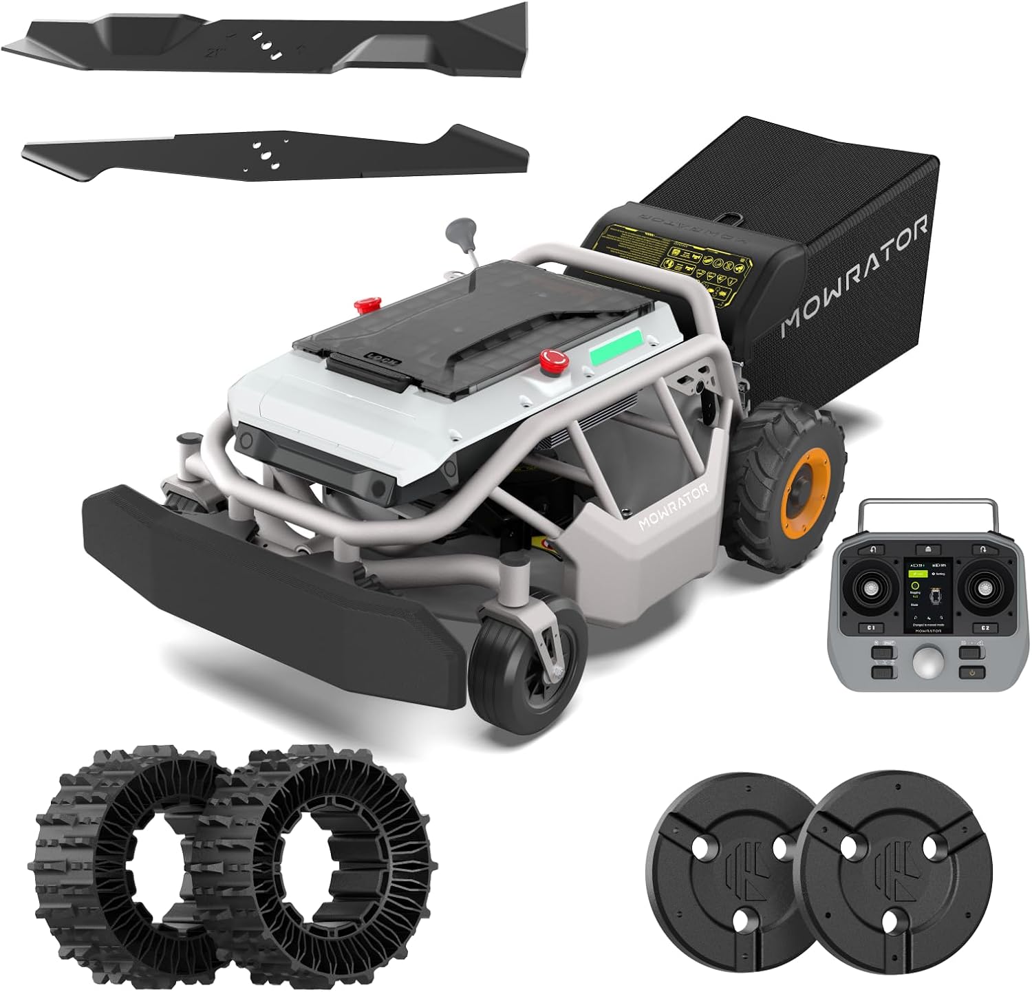 Mowrator S1 2WD 18Ah Remote Control Lawn Mower, 45% (24°) Slope, Spring to Fall Yard Care, with Leaf Shredding Vacuum, 21' Width, 1.8–4.6' Cutting Height, Up to 1.12 Acres