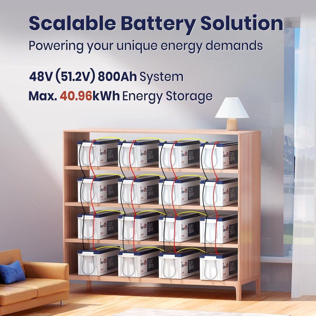 Timeusb 12V 200Ah LiFePO4 Lithium Battery, 2560Wh Deep Cycle Rechargeable Lithium Marine/RV Batteries with Built-in 100A BMS, Ideal for Trolling Motor RV Camping Solar Energy Storage Off-Grid