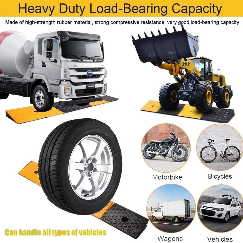 5' 6' Driveway Curb Ramps Heavy Duty Car Ramp 10 Ton Loading Threshold Ramp, Non-Slip Rubber Wheelchair Ramp for Trucks Motorhome Scooter(4.3' Rise/11cm)