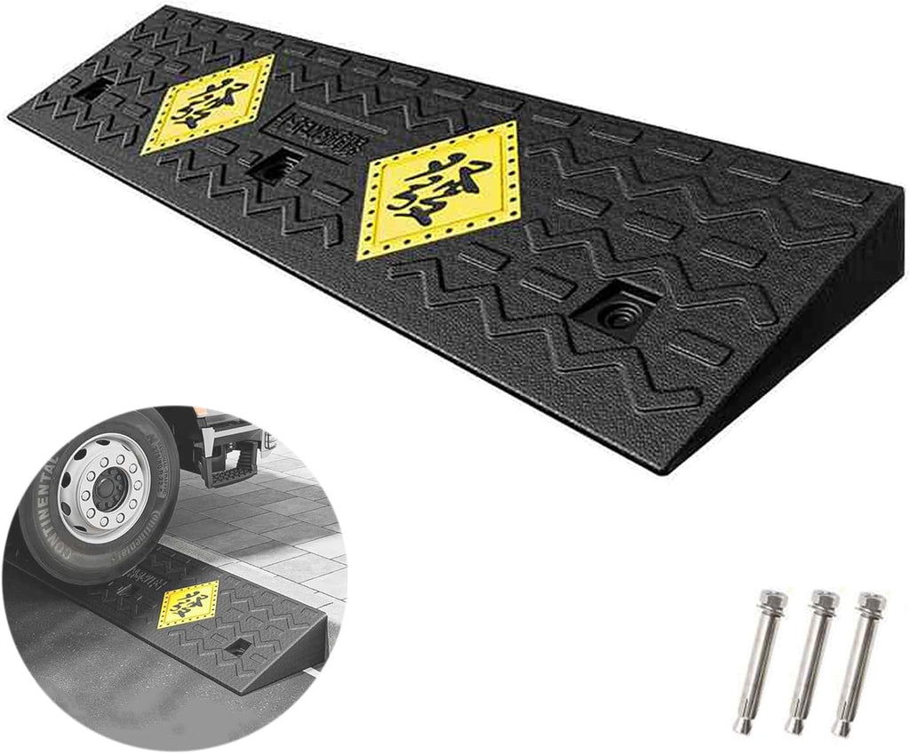 Driveway Ramp Non-Slip Solid Rubber Wheelchair Ramp Heavy Duty Threshold Ramp for Garages RV Truck Loading Dock(100 * 25 * 8cm/39 * 10 * 3.1in)