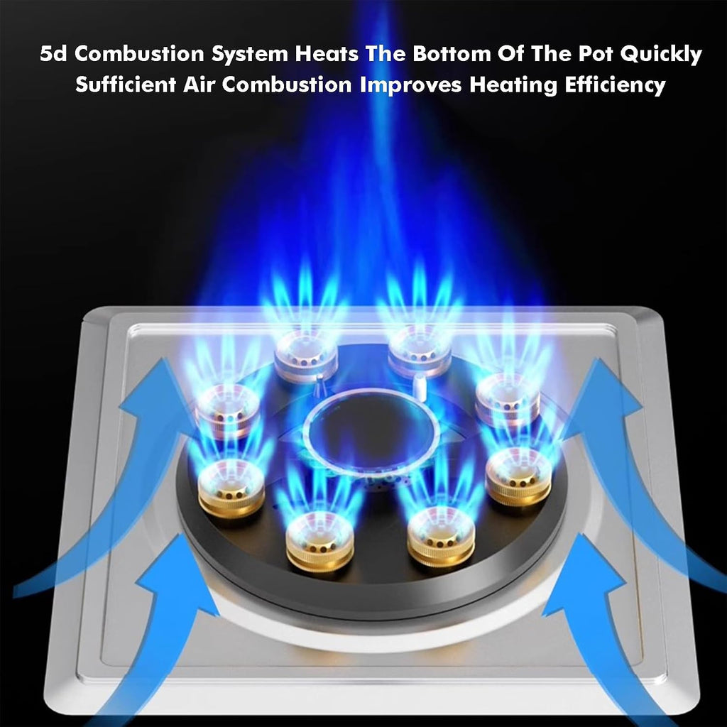 Gas Cooktop 1 Burner,5.2KW 9-Cavity Fire Ring with Timer,Thermocouple Protection,Easy to Clean,NG/LPG Conversion Kit for Home Kitchen(NG)