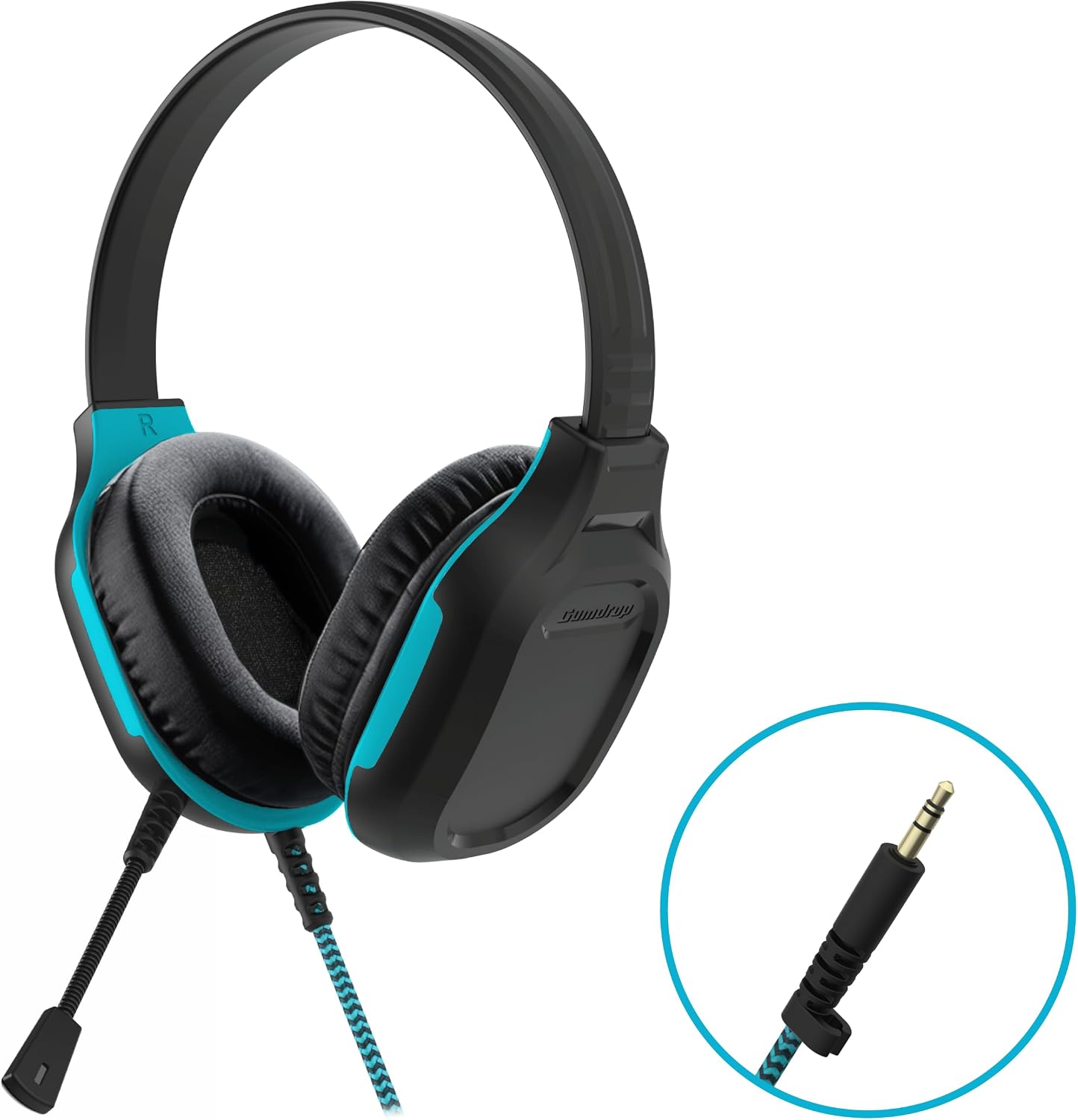 Gumdrop DropTech Wired Headphones w/Mic | 3.5mm (10 Pack) - Long Tangle Free Chew-Proof Cord Rugged Drop Tested and Comfortable for Kids, Students, Classroom and School Use - Black