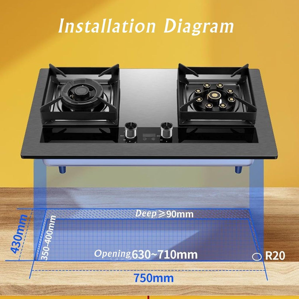 Propane Stove,2 Burners Portable Propane Stove,Stainless Steel Gas Cooktop,Maximum 17742.4BTU for Family Restaurants and Food Trucks (Color : LPG, Size : Style 1)