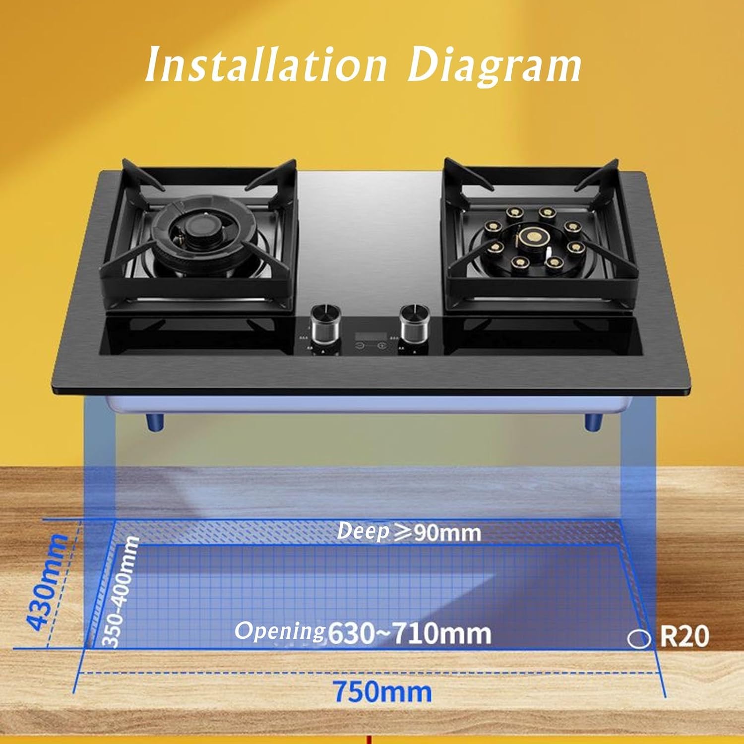 Propane Stove,2 Burners Portable Propane Stove,Stainless Steel Gas Cooktop,Maximum 17742.4BTU for Family Restaurants and Food Trucks (Color : LPG, Size : Style 1)