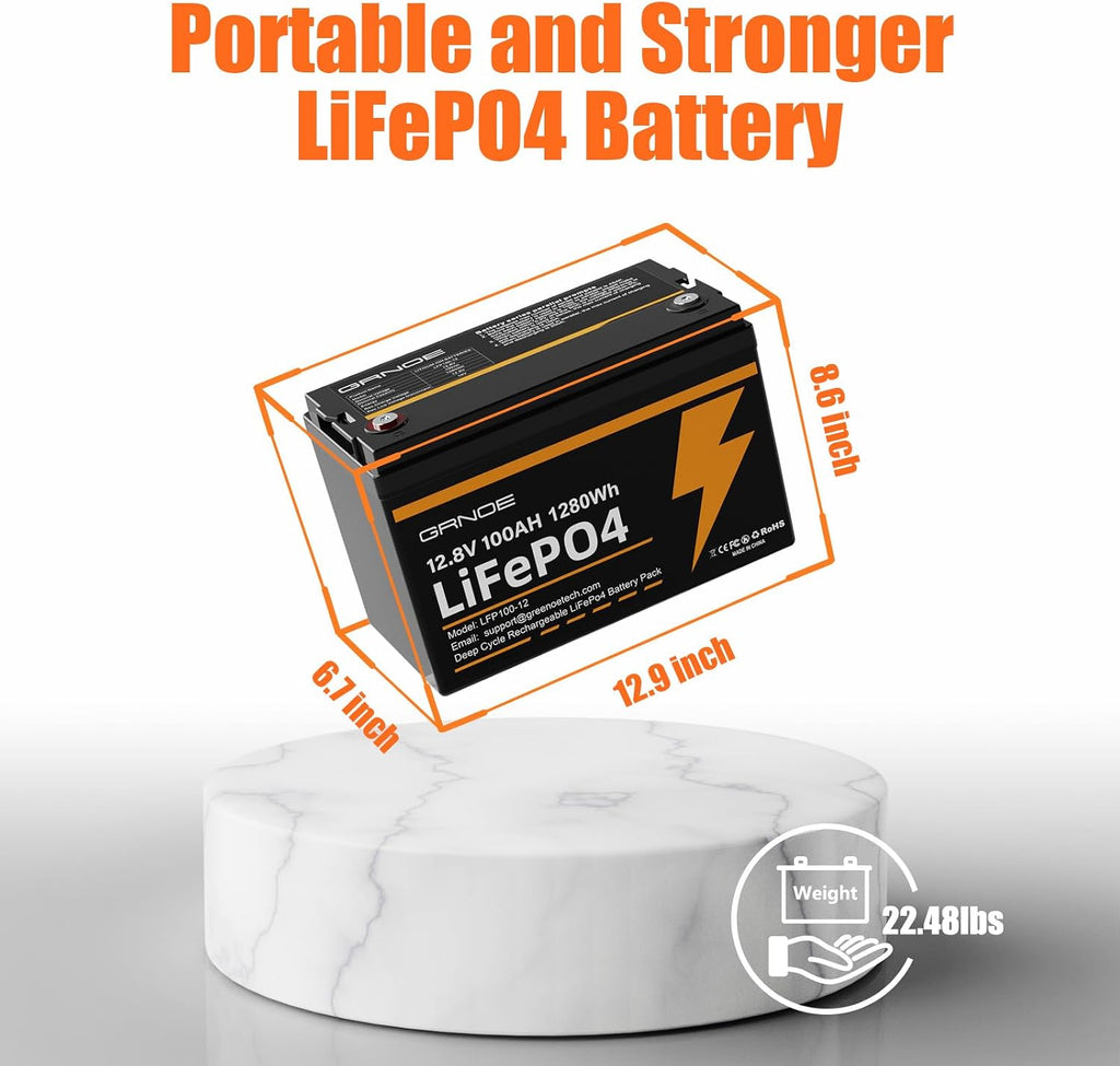 12V 100Ah LiFePO4 Battery Lithium Battery Group 31 Built-in 100A BMS, 1280Wh Up to 15000 Deep Cycles Rechargeable Battery for RV, Marine, Van, Backup-4 Pack