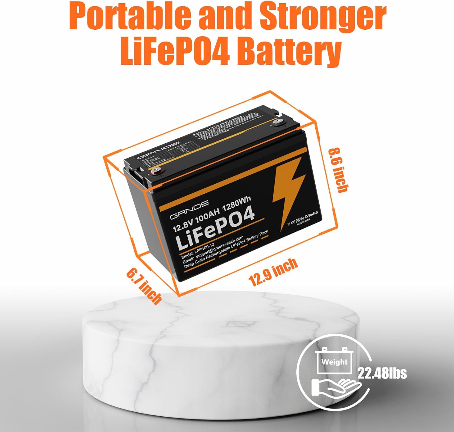 12V 100Ah LiFePO4 Battery Lithium Battery Group 31 Built-in 100A BMS, 1280Wh Up to 15000 Deep Cycles Rechargeable Battery for RV, Marine, Van, Backup-4 Pack