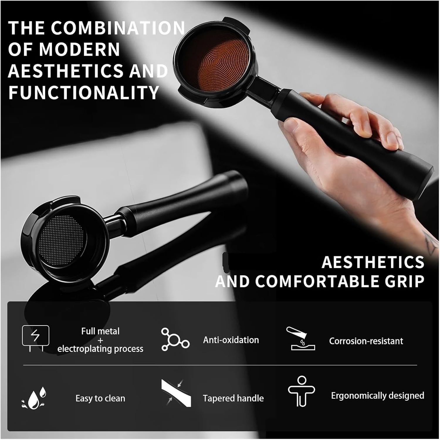 Espresso Bottomless Portafilter With Filter Basket,Compatible For Breville,Compatible For Delonghi, Coffee Machine Accessories，Precise Adaptation(58mm)