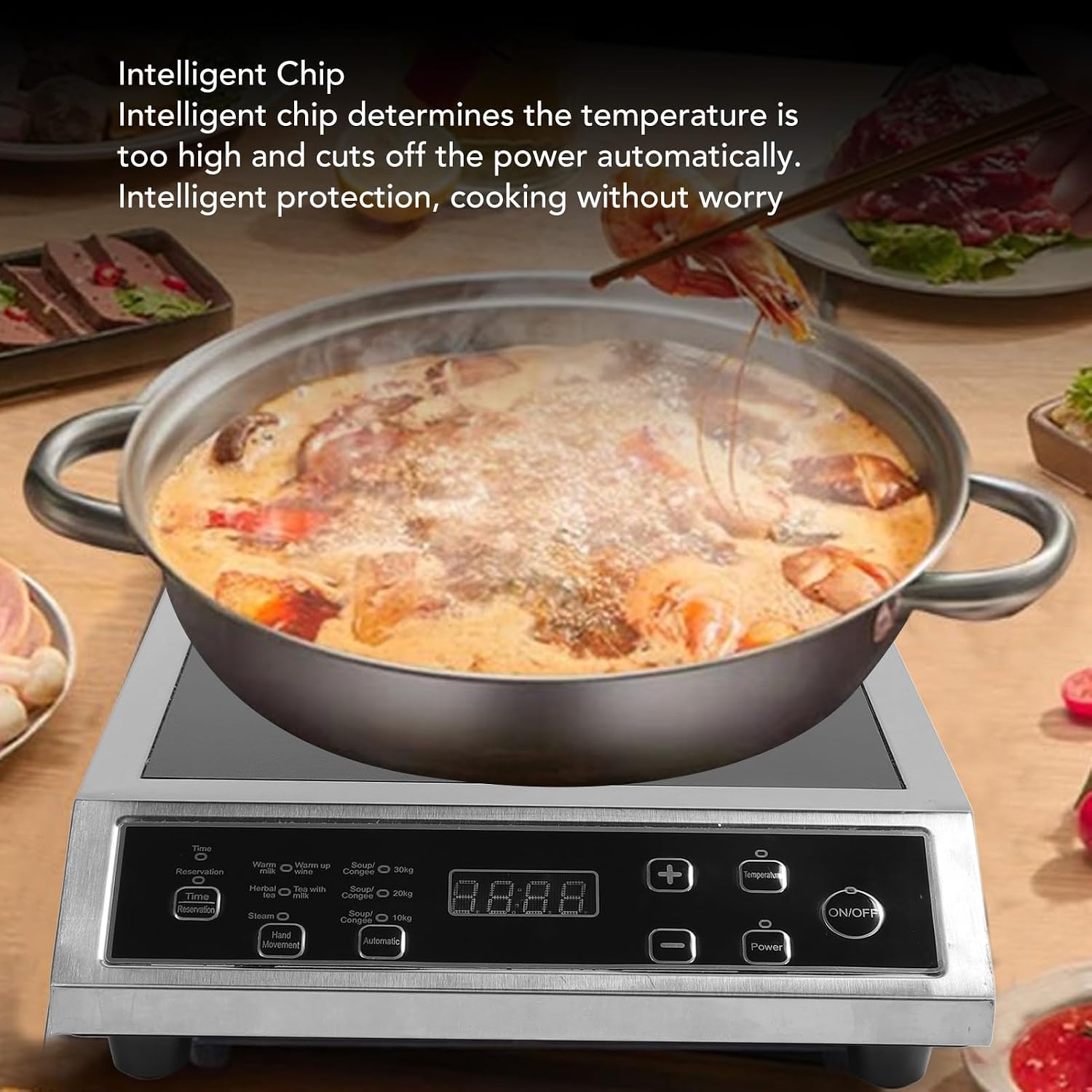 3500W Portable Induction Cooktop, Fast Heating Easy Countertop Burner with Smart Touch Panel for Home Kitchen Cooking BBQ (US Plug 110V)