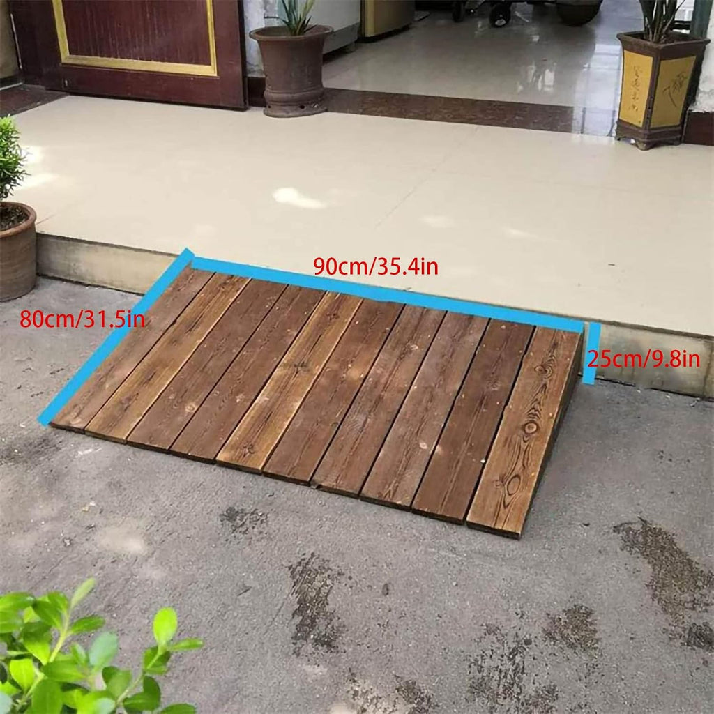 Wooden Threshold Ramp，Portable Wheelchair Ramp for Steps 4' 7' 8' 10' 12' Rise, Lightweight Wooden Entry Ramp/Slope for Outdoor Stair Step (Size : 90x80x25cm)