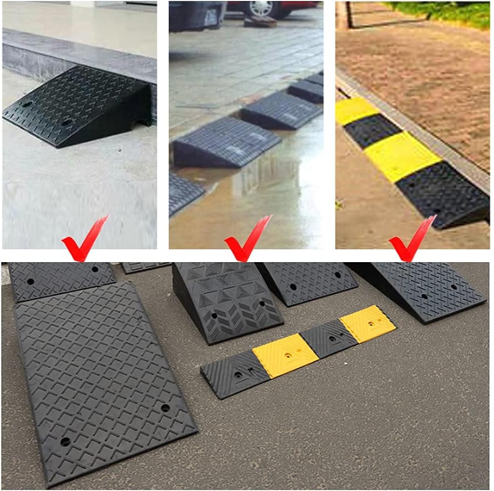 Portable Threshold Ramp with Slip-Surface 98X16X3.5Cm Rubber Curb Ramp for Home, Wheelchair, Scooter,Steps Utility Mobility Access Ramp