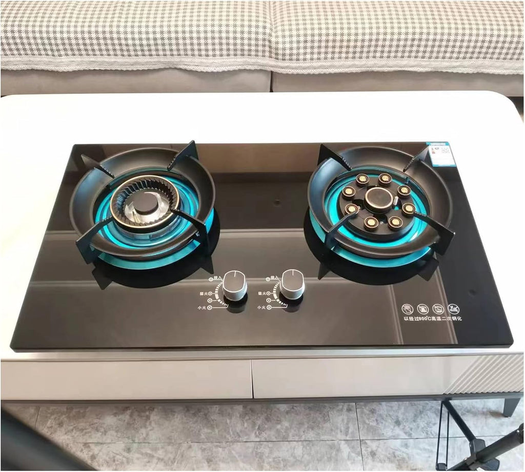 Propane Stove,2 Burners Portable Propane Stove,tempered Glass Gas Cooktop,Maximum 17742.4BTU for Food Trucks and Family Restaurants(black) (Color : LPG)