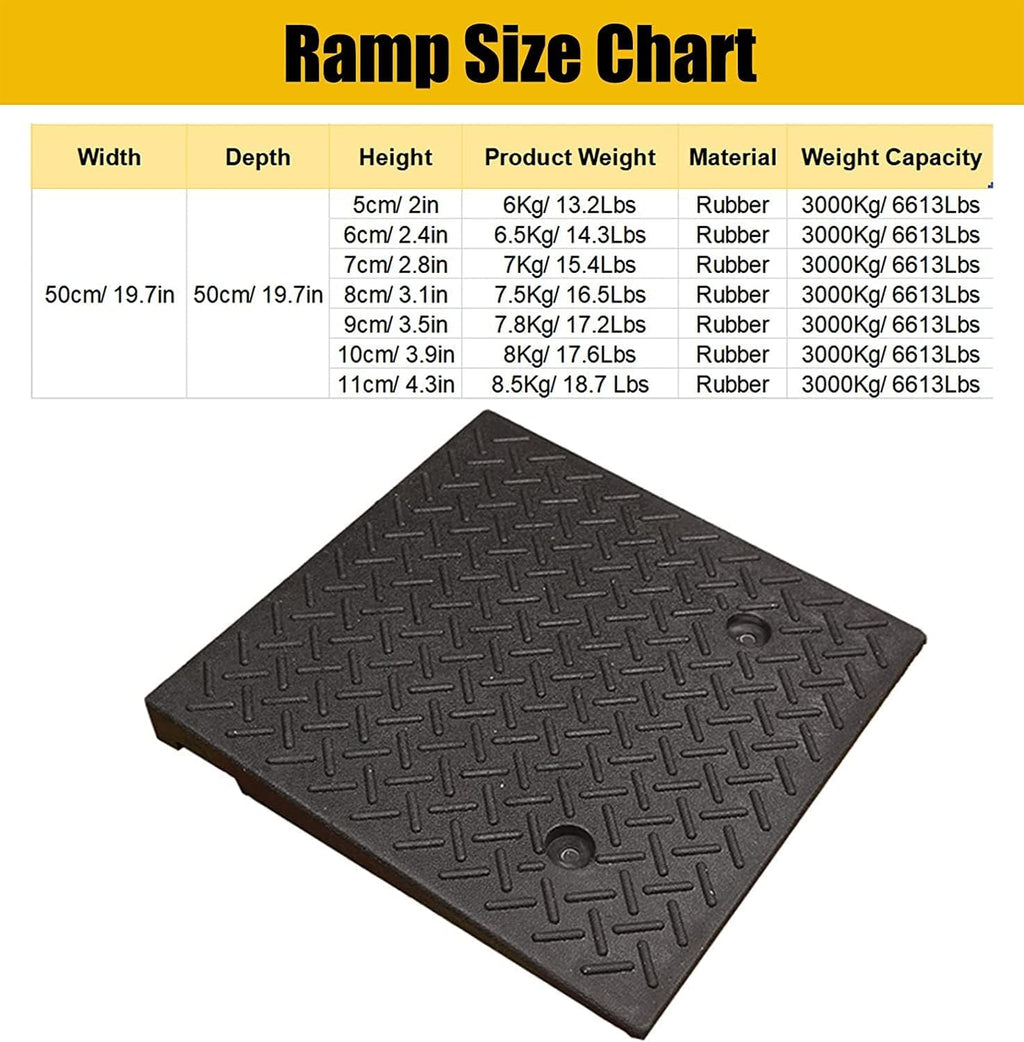 Wheelchair Ramp Wheelchair Ramp Heavy Duty Rubber Threshold Ramp Non-Slip Wear-Resistant Scooter Ramp for Home Door Dock Kerb Ramps Load 3 Tons Anti-Slip
