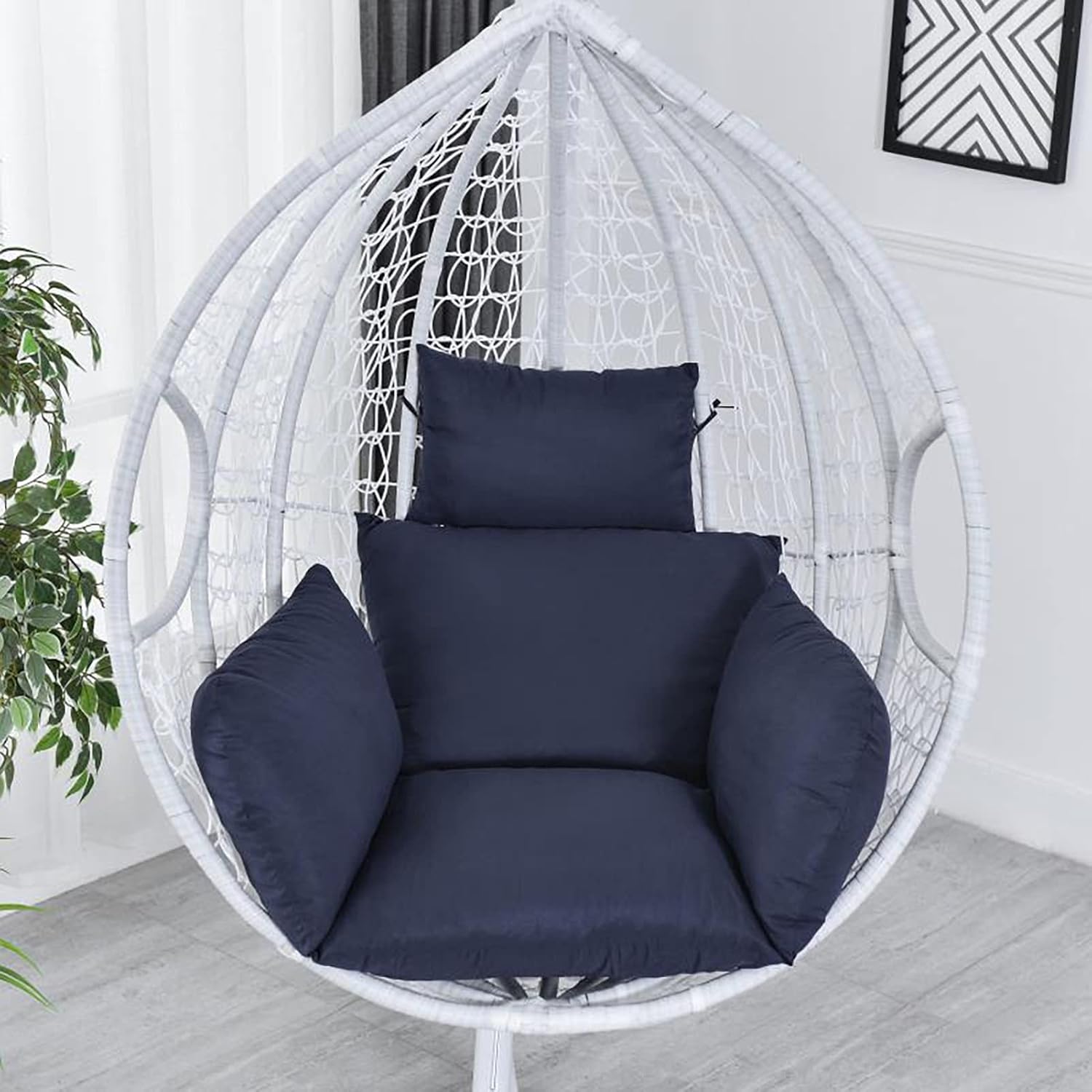 HUHJYUGE Egg Chair Cushion Only, Outdoor Hanging Swing Chair Seat Cushion Replacement, Thicken Waterproof Washable Hammock Chair Cushion with Headrest and Armrests, for Garden