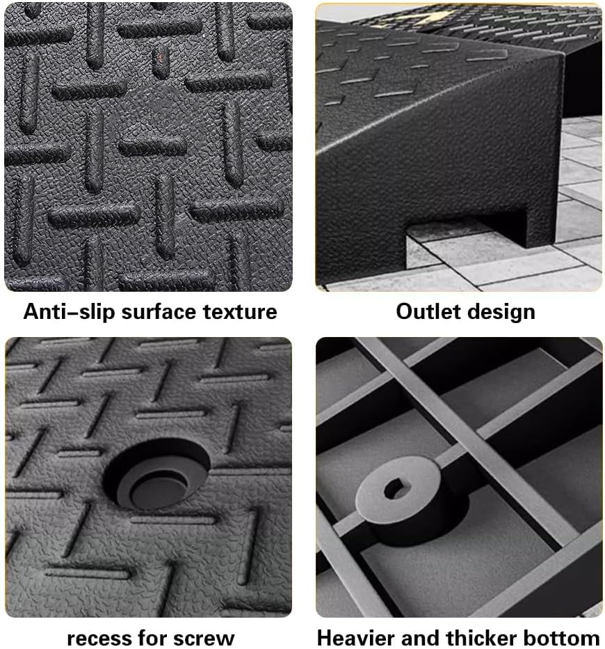 Heavy Duty Rubber Car Curb Ramps Portable Threshold Ramp Loading Ramp Slope Motorcycle Pad for Driveway Sidewalk Loading Dock Black(19.7x19.7x7.5in)