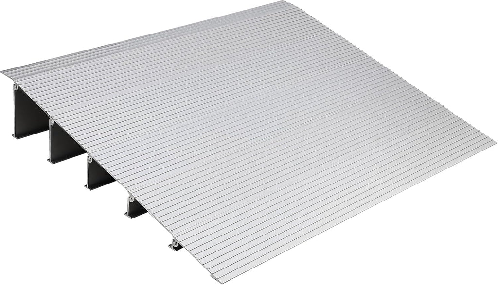 3' Aluminum Rise Door Threshold Ramp - Portable, Adjustable Telescoping Design, Non-Slip Surface, Rated 800 Lbs Load Capacity for Wheelchairs, Scooters, and Power Chairs