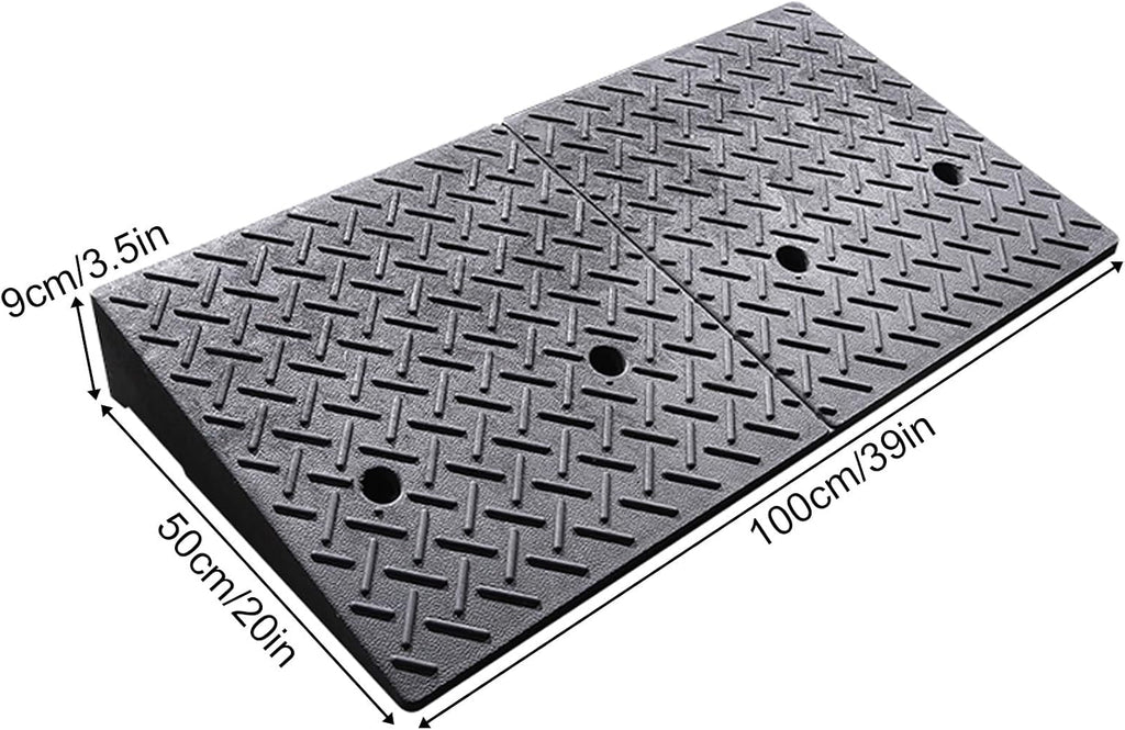 Rubber and Plastic Curb Ramp, Multiple, Threshold Ramp, Strong Load-Bearing, Suitable for Entryway, Bike, Pets, Sidewalk(100 * 50 * 9cm/39 * 20 * 3.5in)
