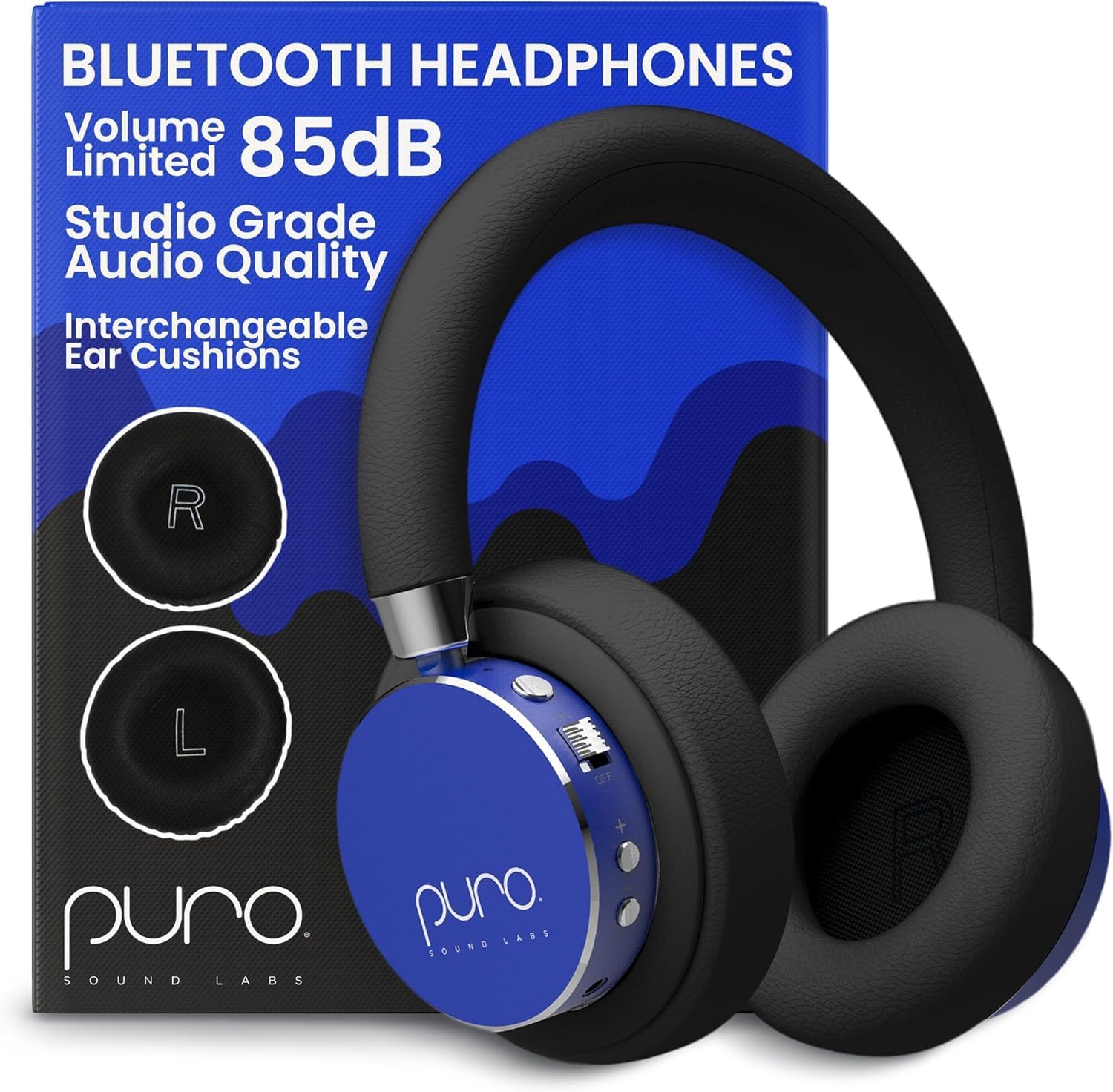 Puro Sound Labs BT2200 Plus Volume Limited Headphones for Kids - Bluetooth, Studio-Grade Audio, Over-Ear & Comfy Design, 20-Hour Battery Life, Easy to Connect Wireless Headphones for Kids, Blue & Pink