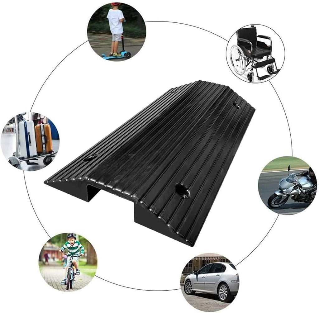 Rubber Wheelchair Threshold Ramp, 3in Rise Stable Transition Ramp, Portable Utility Mobility Access for Home Entry Portable Ramp for Doorways & Barn Door