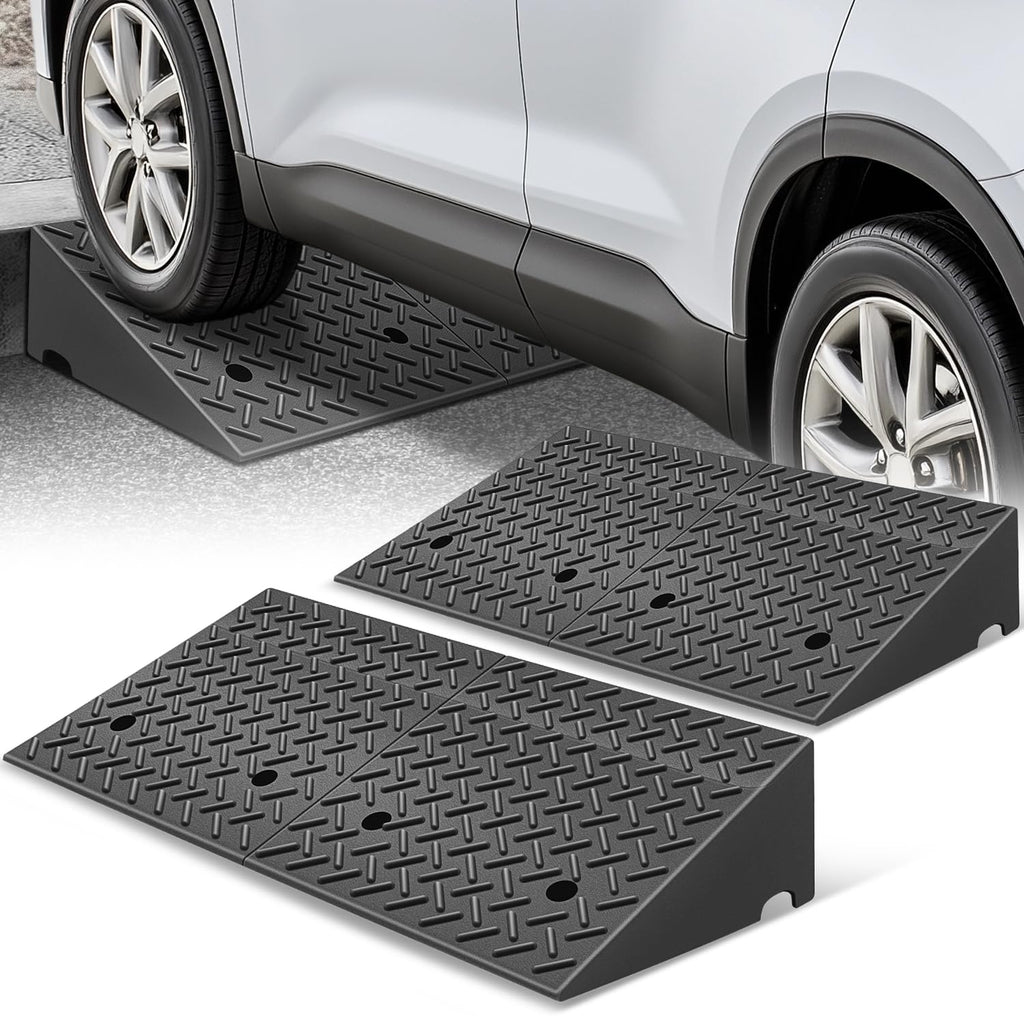 Auto Dynasty Rubber Curb Ramps, 7.9' Lift Height Curbside Driveway Ramp, 4410 LBS/2T Capacity Sidewalk Curb Ramp for Cars Trucks Bikes Motorcycles Wheelchairs, 2 Pack