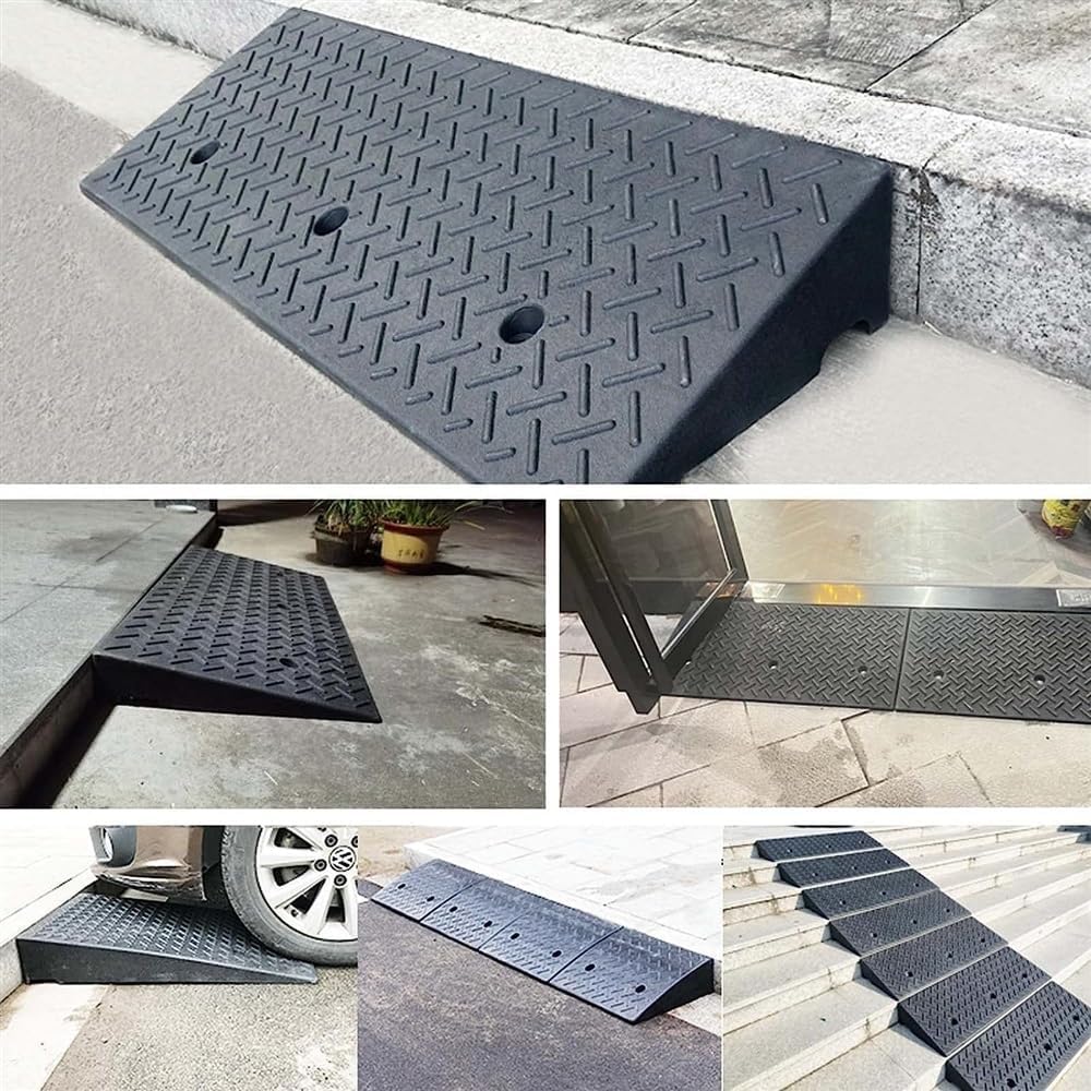 JIUYUEYA Loading Ramps, Kerb Ramps, Black Rubber Hotel Slope Mat Car Wheelchair Threshold Ramps Garage Portable Service Ramps (Size : 39x12x4.3 in)