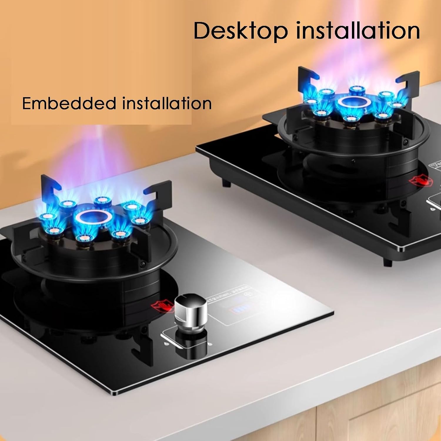 Gas Hob, Gas Cooker Desktop and Embedded 5.2kw NG/5kw LPG Gas Stove, Gas Cooktop with Flame Failure Protection, Single Burner for Home Camping Outdoor(LPG)