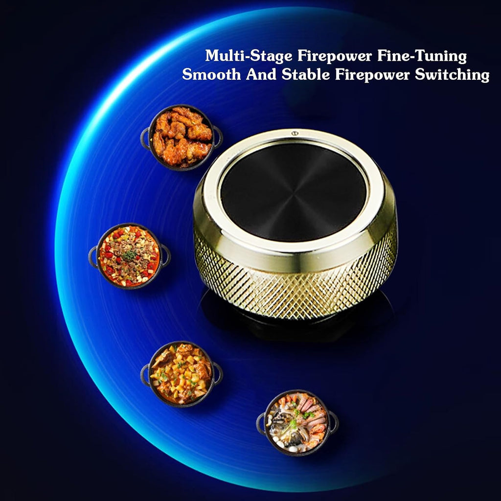 Gas Stove 1 Burner,5.2kw 9-Cavity High Fire Timer,Tempered Glass Countertop,NG/LPG Gas Source Kit,with Flameout Protection,for Caravan Camping(NG)