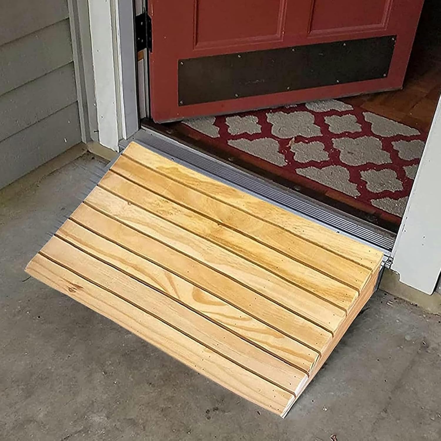 Threshold Ramp, Curb Ramp, Wooden Door Threshold Ramp, Interior Exterior Doorway Ramp for Elderly/Dogs, Portable Entry Ramp Rise, Walkers Wheelchairs Slope