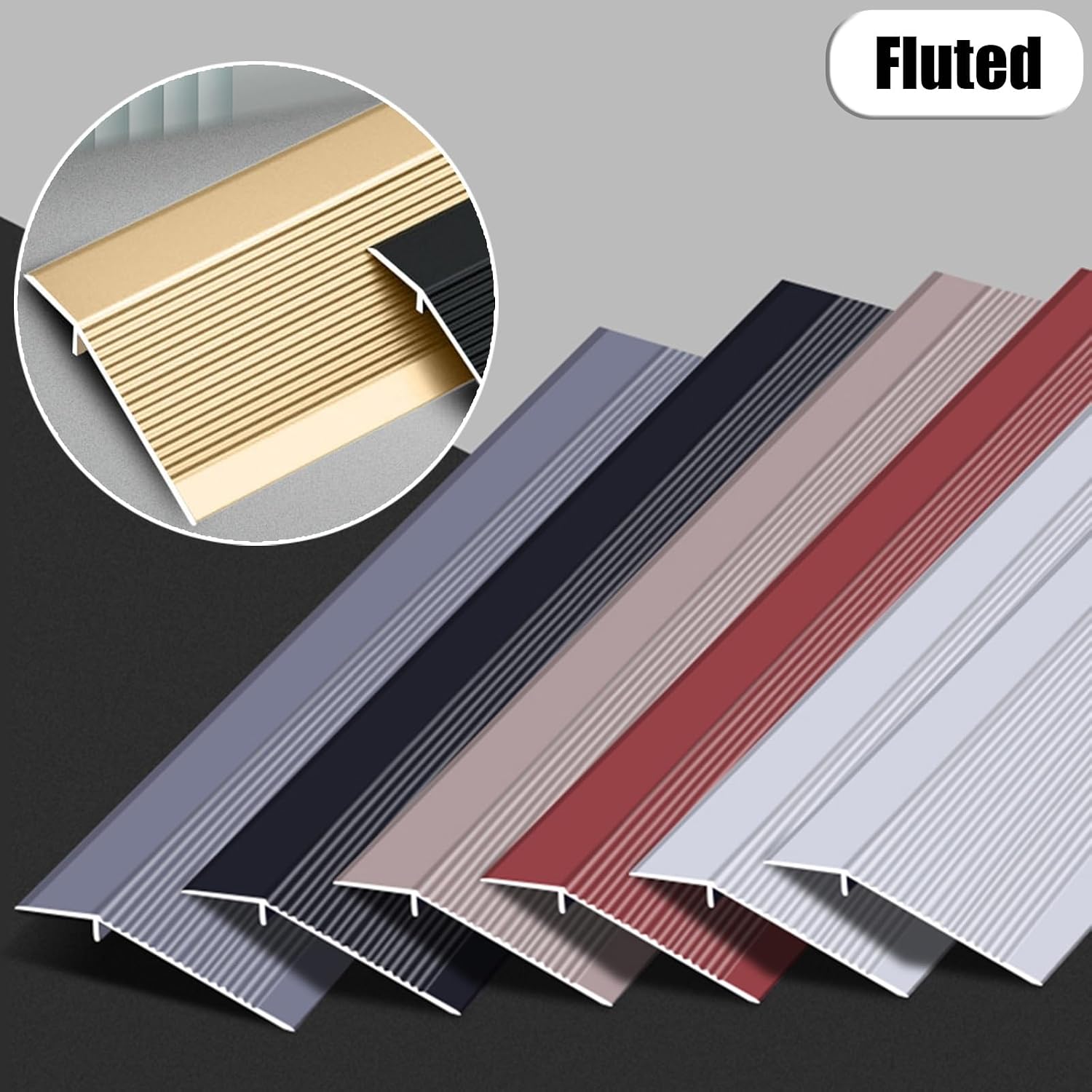 4inch Wide Floor Transition Strip Threshold Ramps for Doorways, Fluted Aluminum Reducer, Flooring Edge Trim, Wood To Tile, Vinyl To Laminate, Carpet To Tile ( Color : Silver , Size : 140cm/55.1in/4.6f